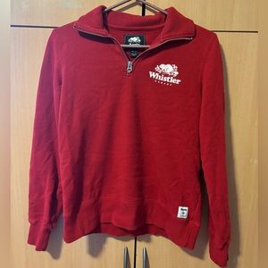 Roots Red Quarter-Zip with Whistler Logo